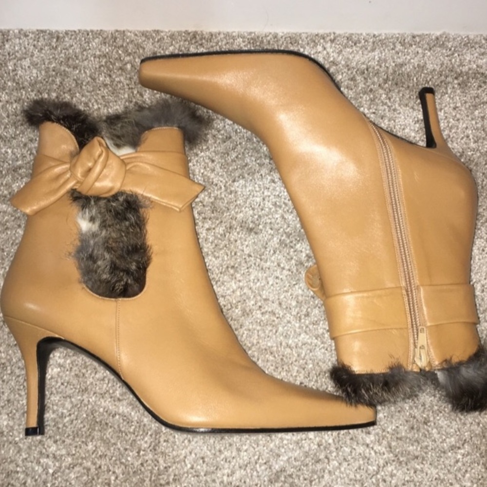 Stuart Weitzman Fur Trim Ankle Boots 8.5